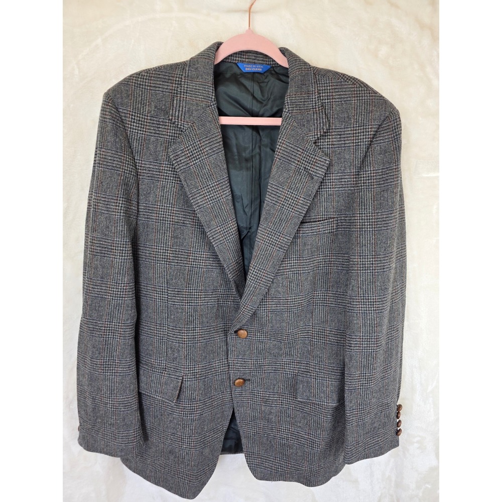 Vintage Pendleton Mensβ 42 Long Grey Pure Virgin Wool Blazer Sport Coat USA